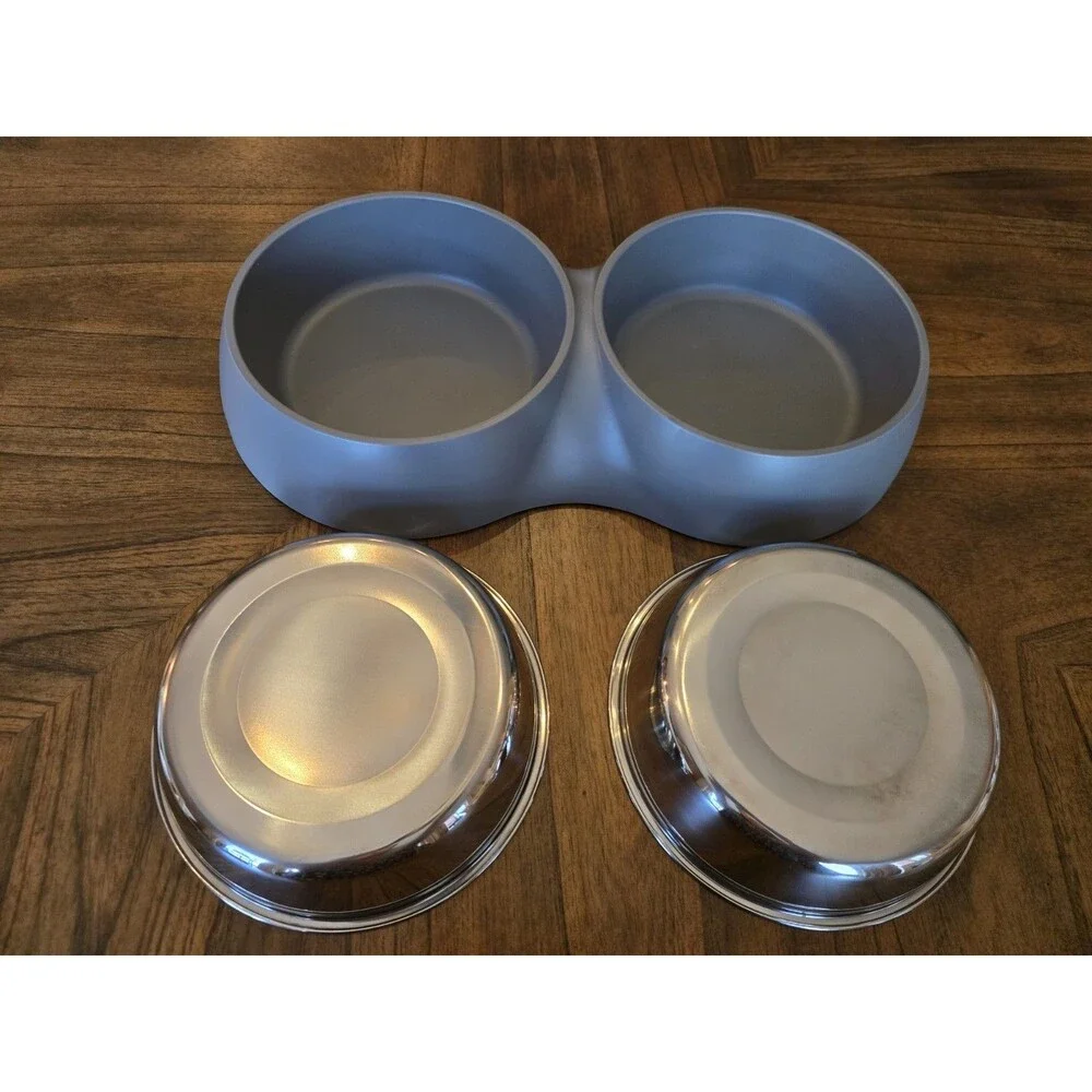 Heavy Duty Double Dog Bowl Feeder Large XL Removable Stainless Steel NWOT